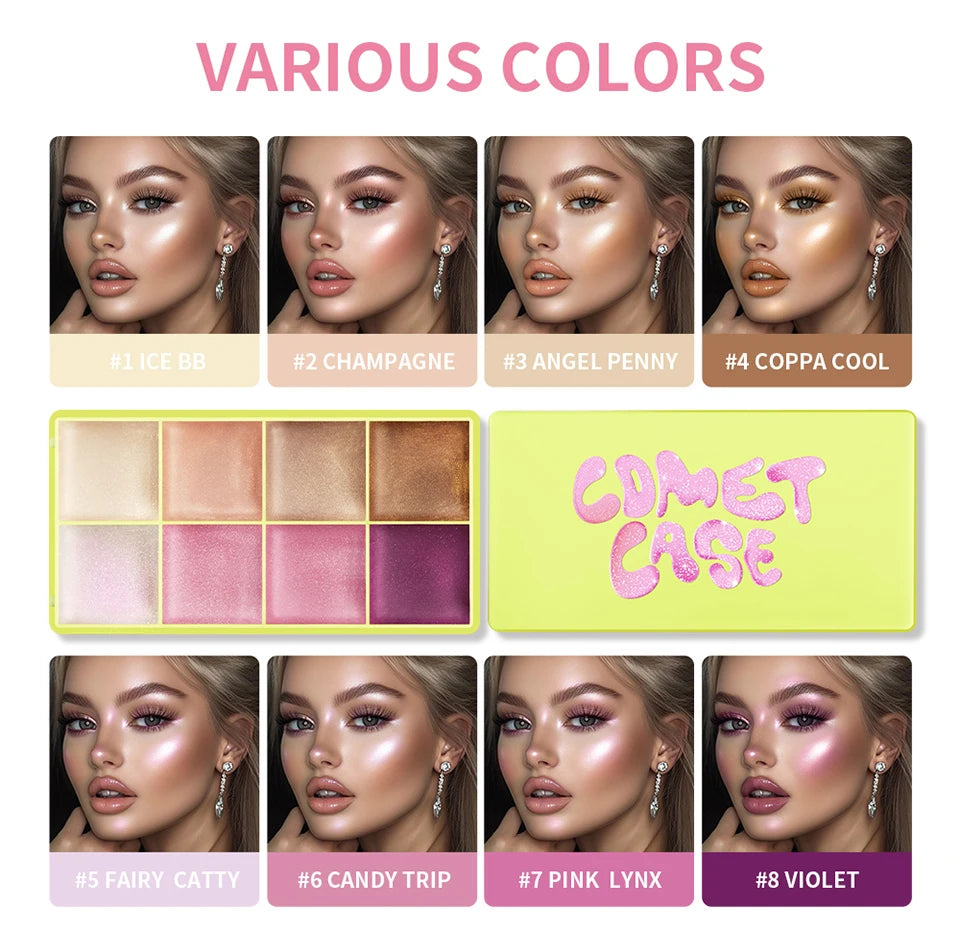 Curve Case Cream Eyebrow Cream Blush Highlighter Palette Matte Shimmer Finishes Shadow Tones Long-Lasting Cosmetics