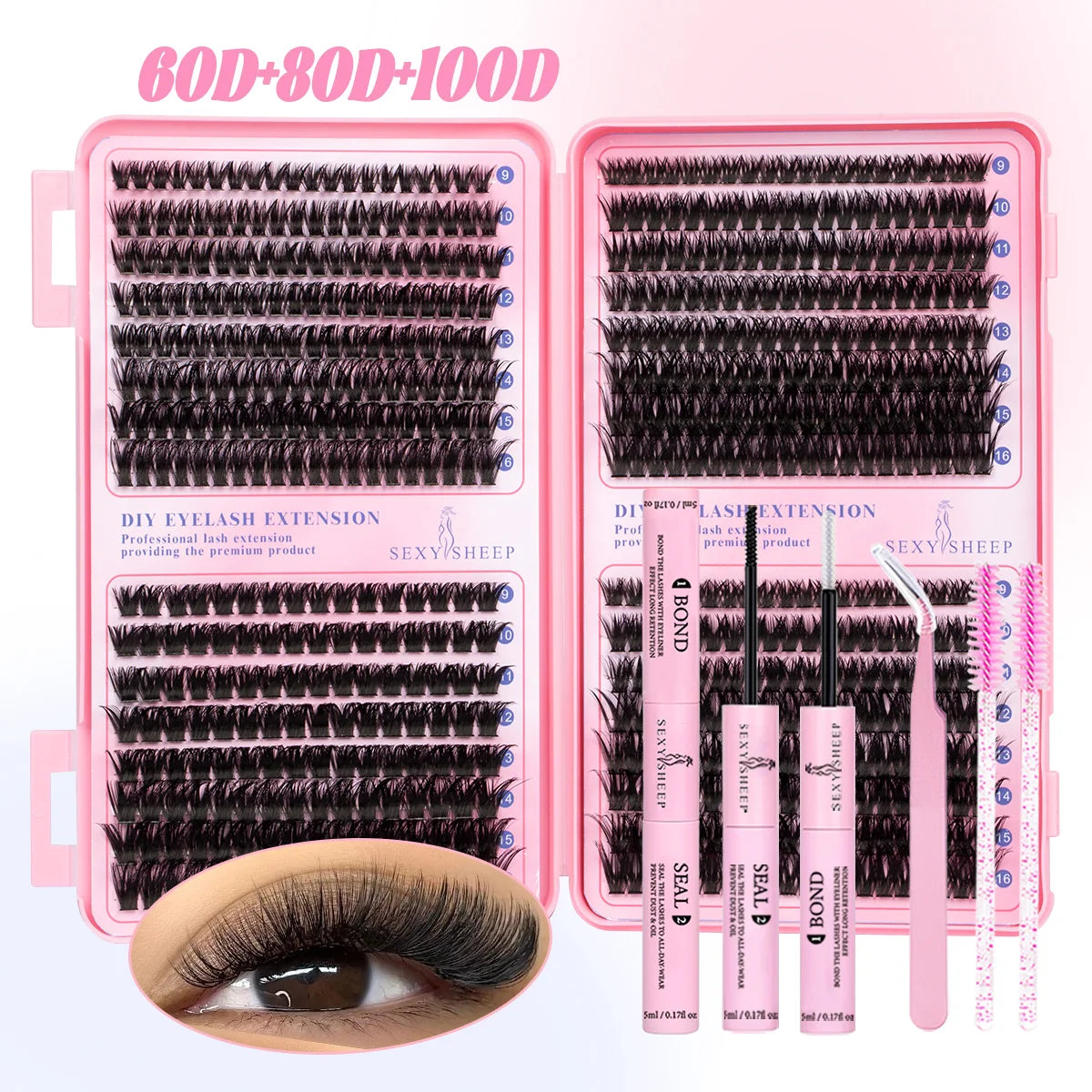 DIY Cluster Lashes Kit Individual Lashes 3D Faux Mink Lashes Wispy Eyelash Extension Soft Lashes Reuseable Makeup