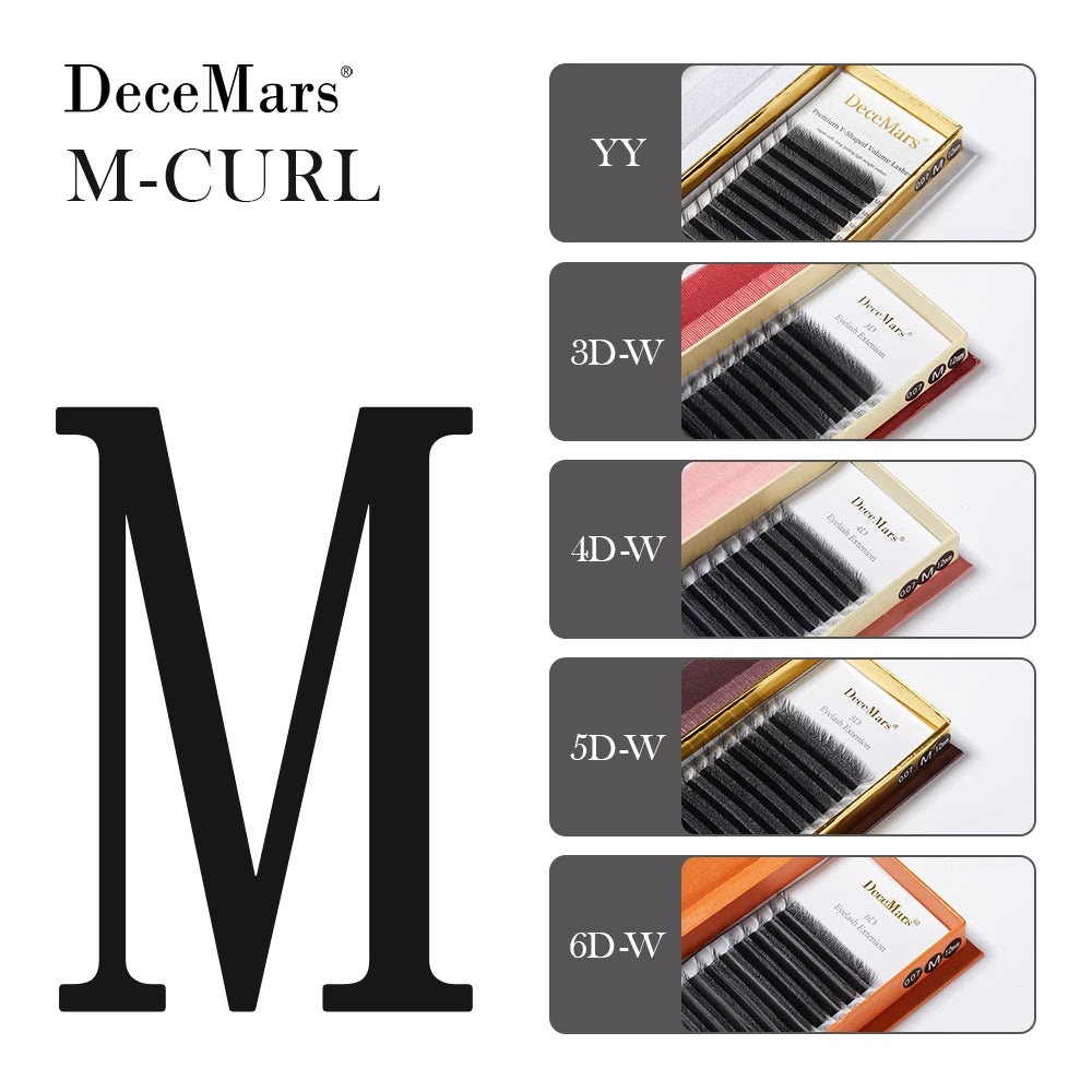 DeceMars L-curl M Curl YY 3D 4D 5D 6D Eyelash Extension 12 Lines for Makeup