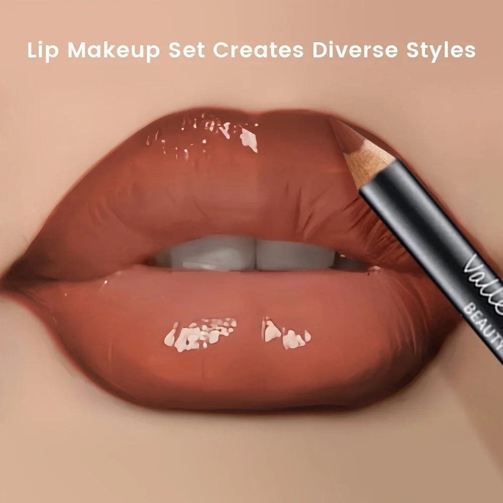 4 PCS/SET Lip Gloss Lip Oil Lip Liner Lip Combo Set  Long Lasting Waterproof Lip Liner 3D Lip Makeup Every Makeup Style