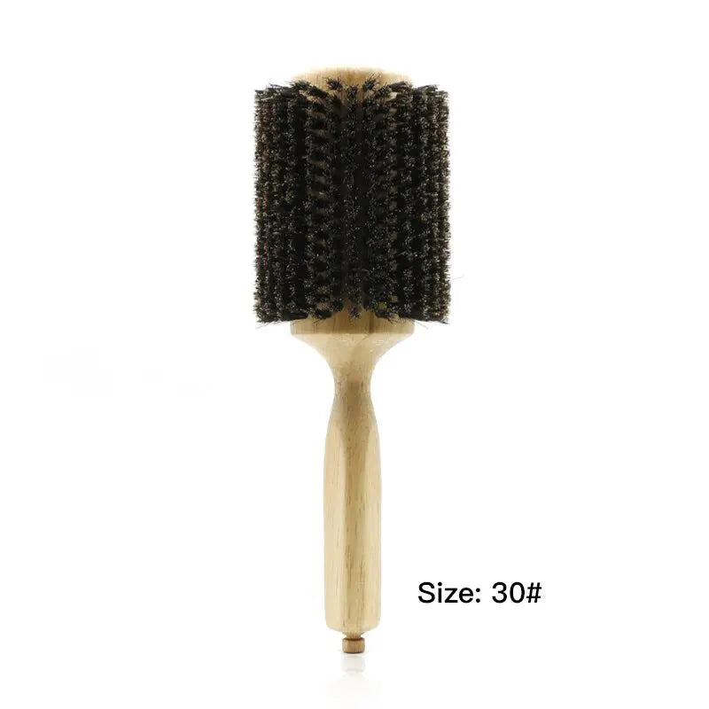 Professional 6 Sizes Barber Salon Wood Handle Boar Bristles Round Brush Removable Tail Hairdresser Hair Brush Hair Round Combs