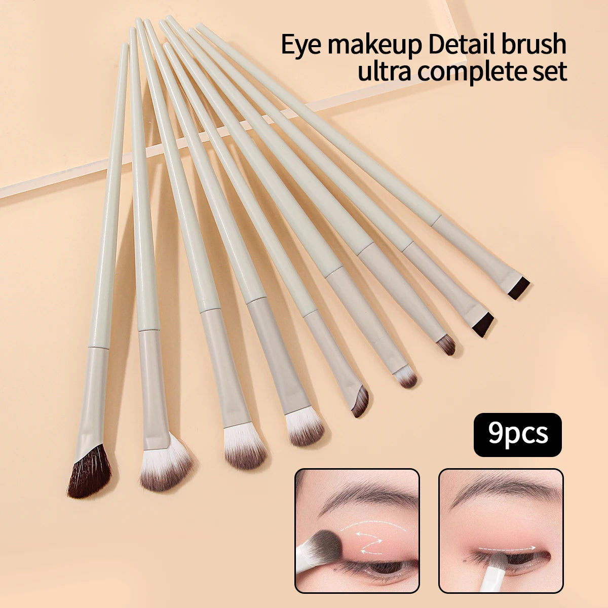 5/9/10pc Professional Eye Makeup Brush Set, Ultra-Thin Blade Eyeliner Brush, Nose Shadow Highlight Brush, Eye Smudge Brush Set