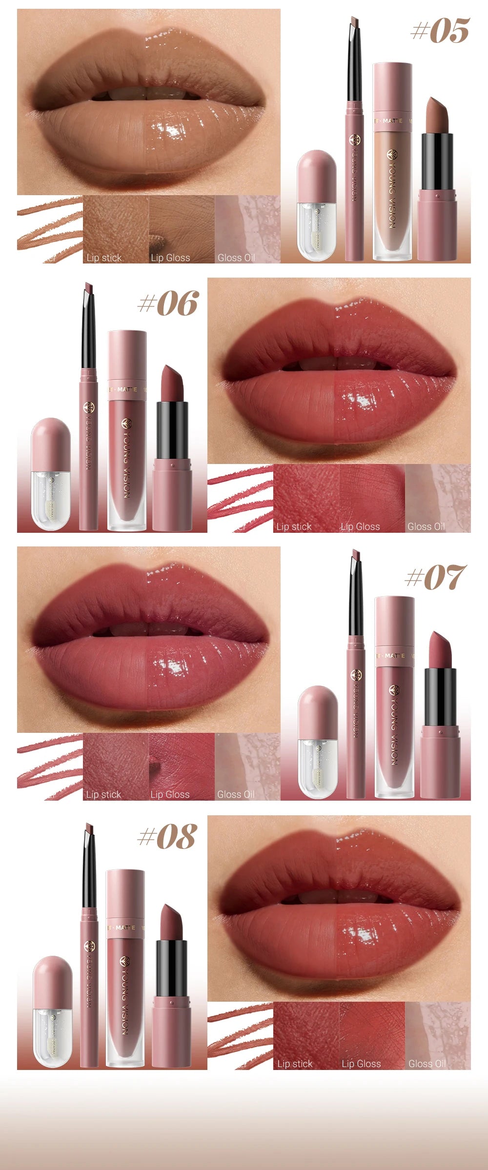 4pcs/10pcs/set Nude Lip Gloss Matte Velvet Lipstick Waterproof Long-lasting  Liquid Lipstick Women Moist Lip Tint