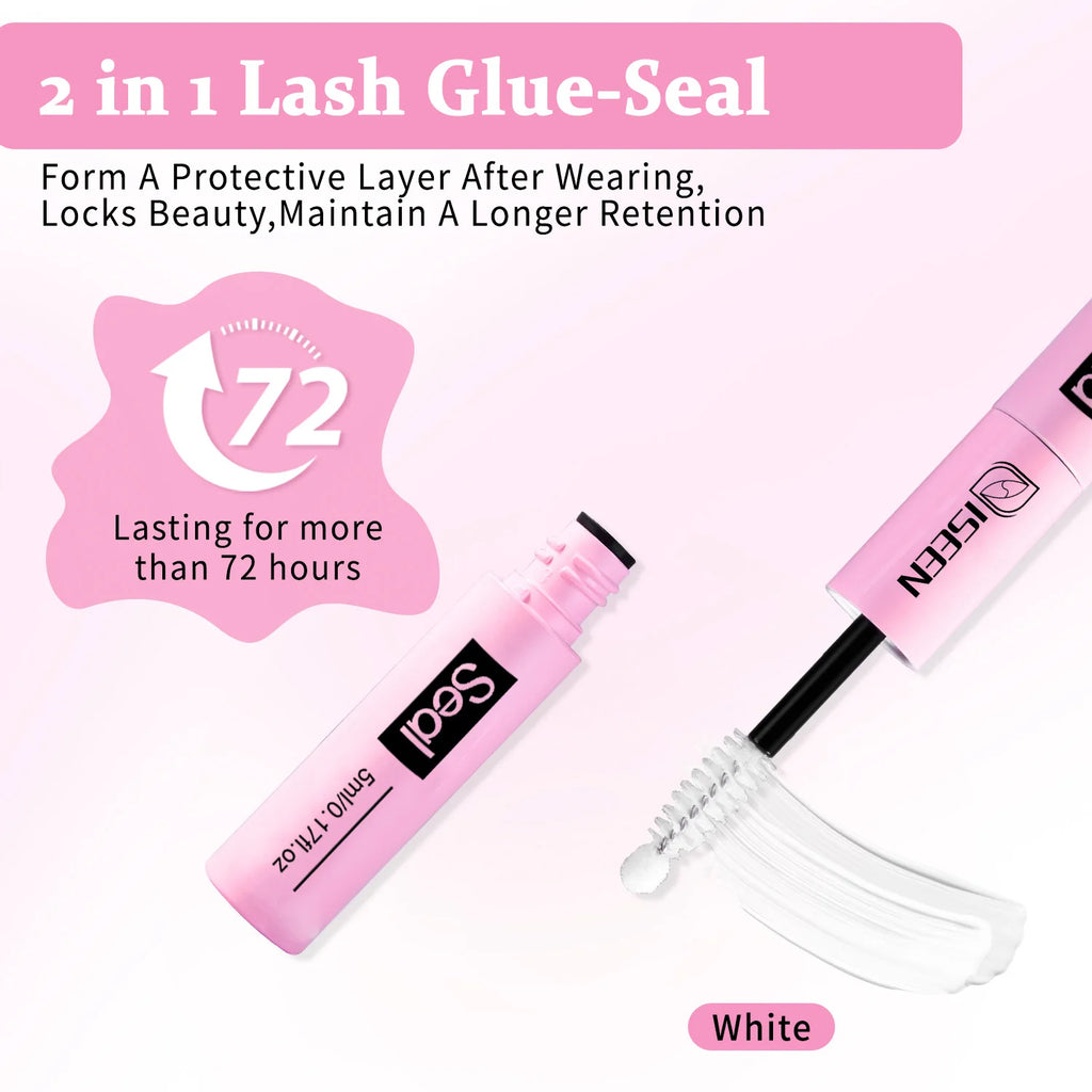 ISEEN Lash Bond and Seal 10ml for Lash Clusters Super Hold Long-Lasting Non-Irritating Eyelash Glue for DIY at Home