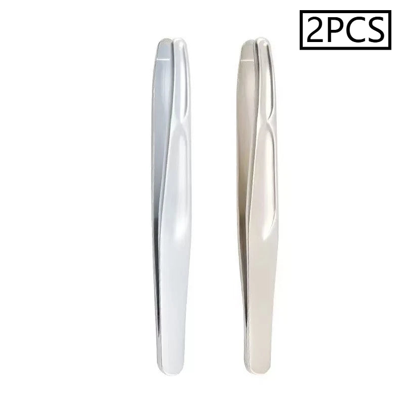 Stainless Steel Eyebrow Clips for Precision Beard and Mustache Trimming Gentle on Light Beige Round Head Tweezers