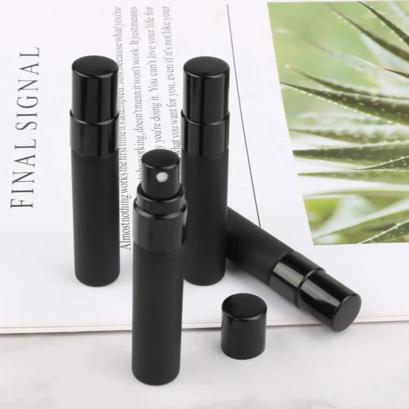 5PCS 5ml 10ml Portable Black Perfume Bottle Perfume Glass Bottle Empty Cosmetics Bottle Sample Test Tube Travel Cosmetic Tool