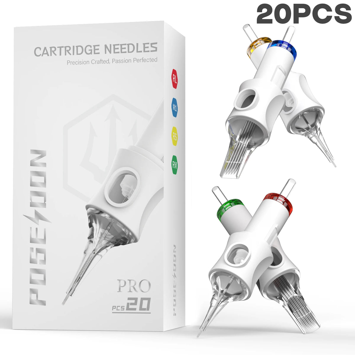 20Pcs Tattoo Needles POSEIDON V6 PRO MAX Tattoo Cartridge Needles New Disposable Safty Permanent Makeup Tattoo Needles Kit