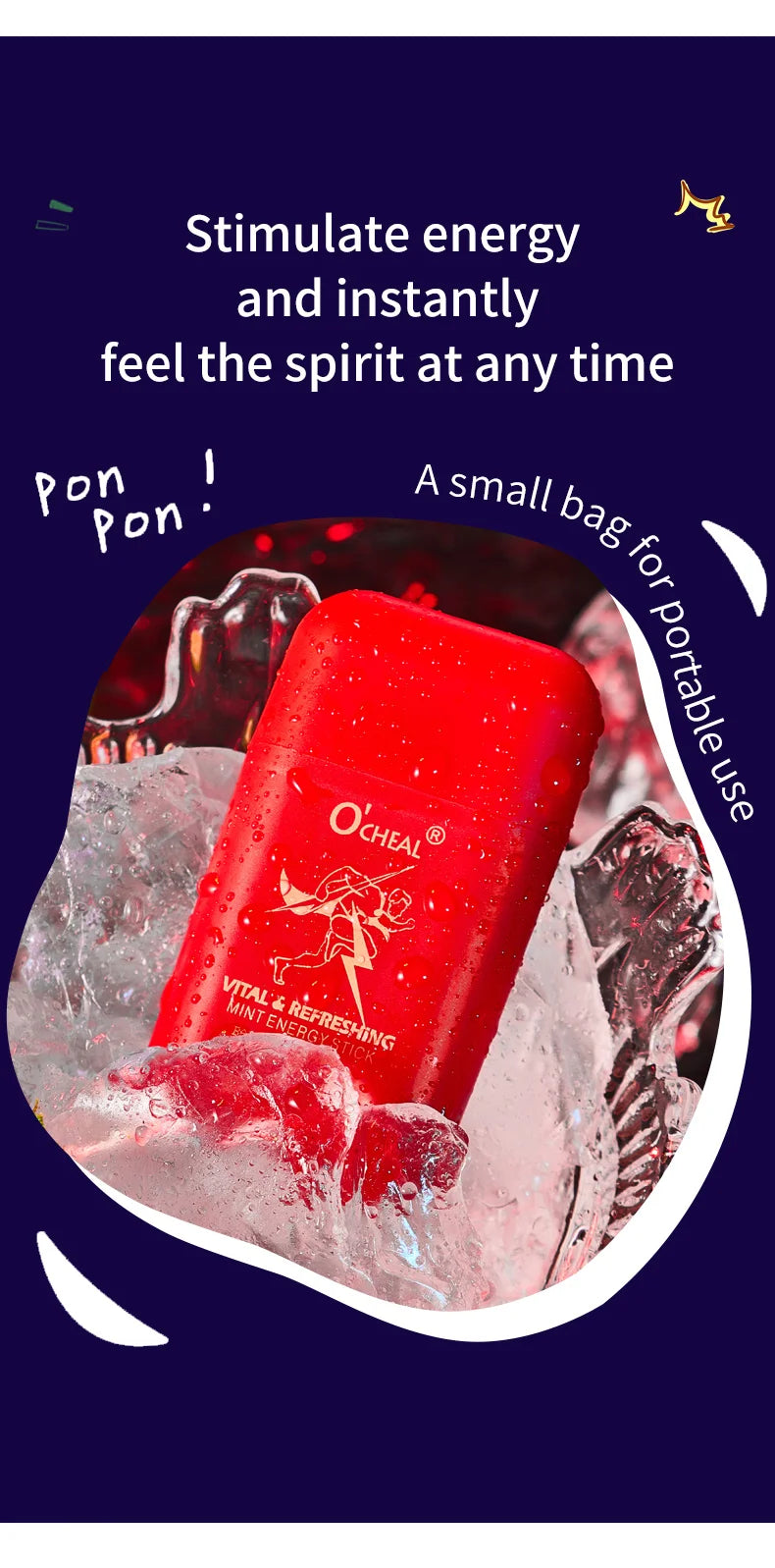 O'CHEAL Dual Hole Energizing Energy Bar Stick Aromatherapy Inhaler Energy Vapors Stick Aromatherapy Stick Stimulating Scent