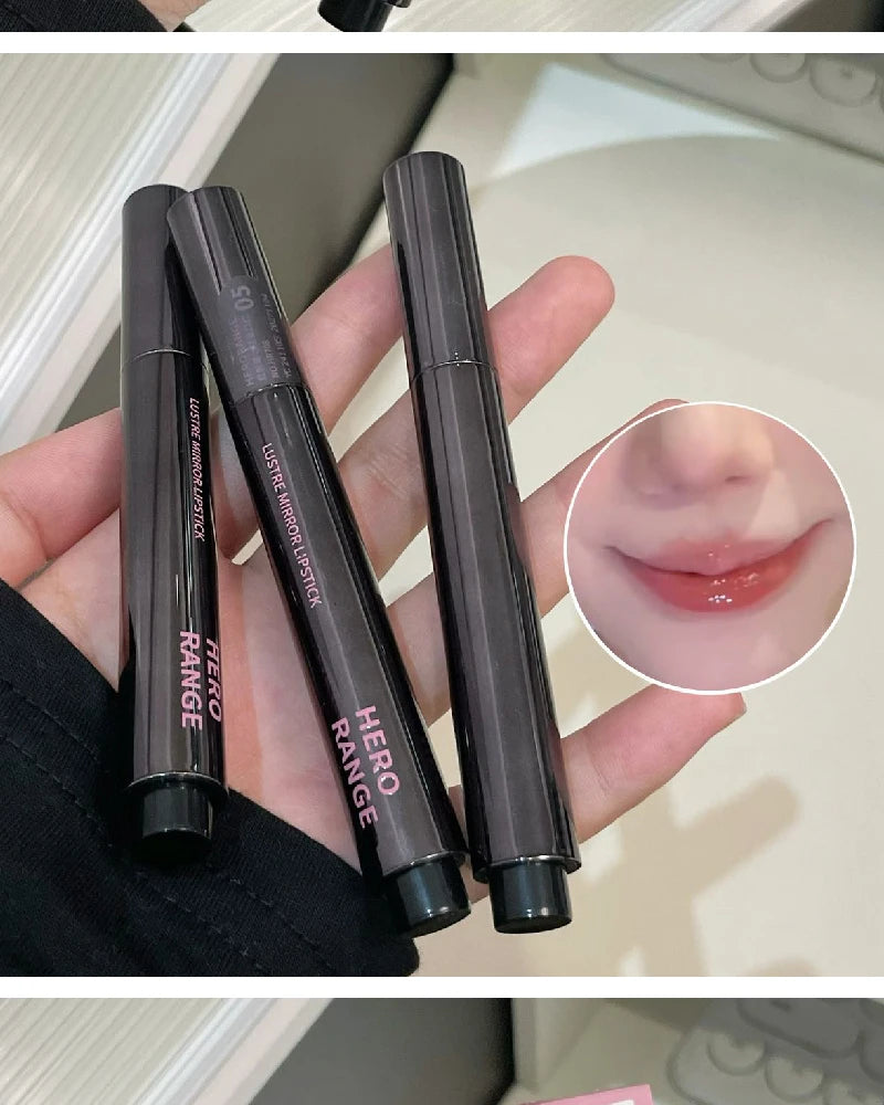 HERORANGE Push-button Mirror Lipstick Moisturizing Long-lasting Lip Glaze Lipstick