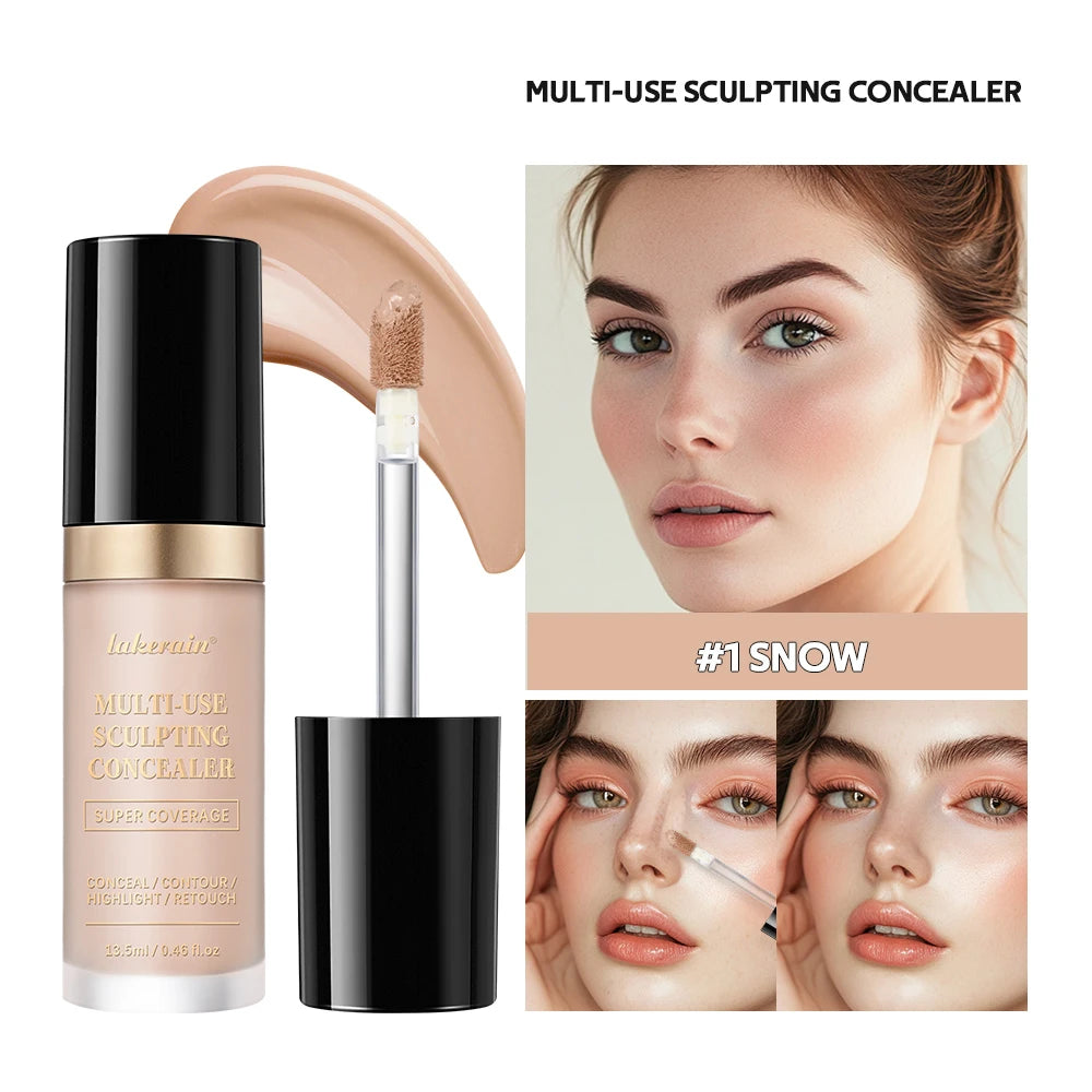 Long-lasting Coverage Concealer Matte Foundation Multi-Use Cream Oil Free Highlight and Retouch Face Makeup Products for Women
