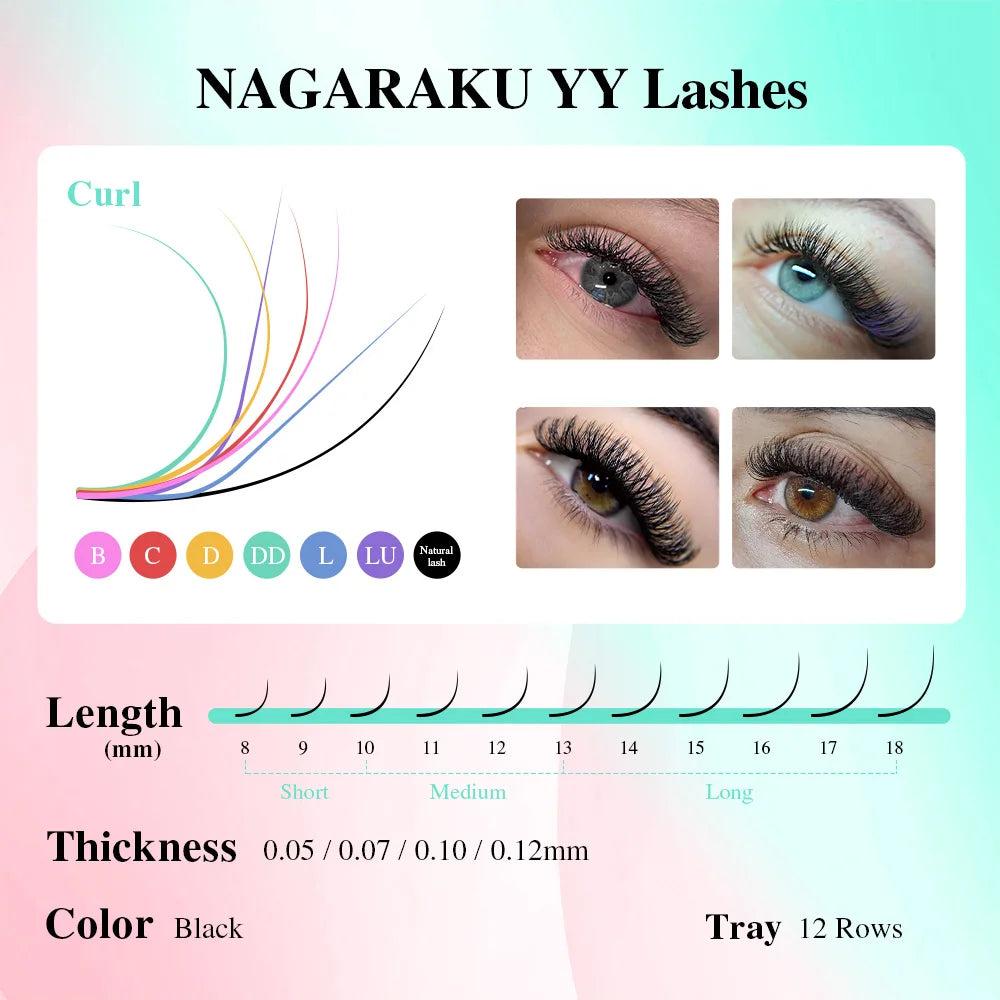 NAGARAKU YY Shape Double/Three Split Tips Triple Top  Interlaced Root Eyelash Extensions Eyelashes