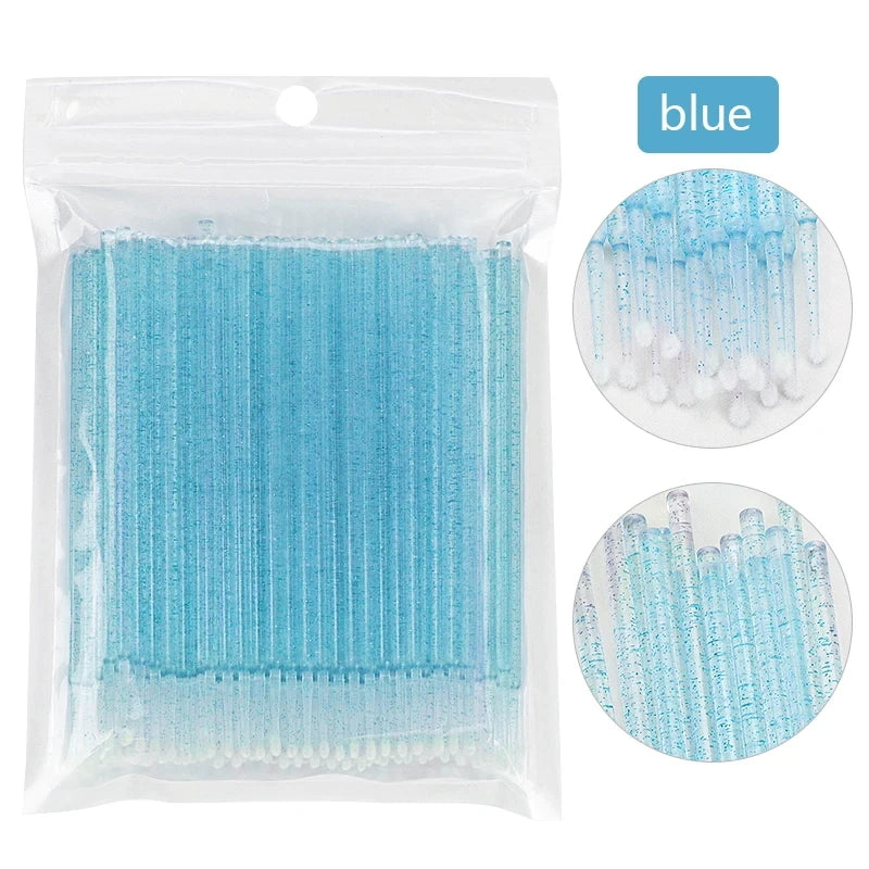 100Pcs Eyelash Cleaning Brush Lash Extension Micro Cotton Swab Individual Eyelashes Microbrush Beauty Makeup Clean Remover Tools