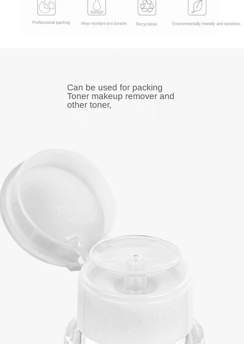1pc Refillable Bottles Push-type Bottling   Empty Pump Dispenser Bottle for Nail Polish and Makeup Remover Bottle Packaging