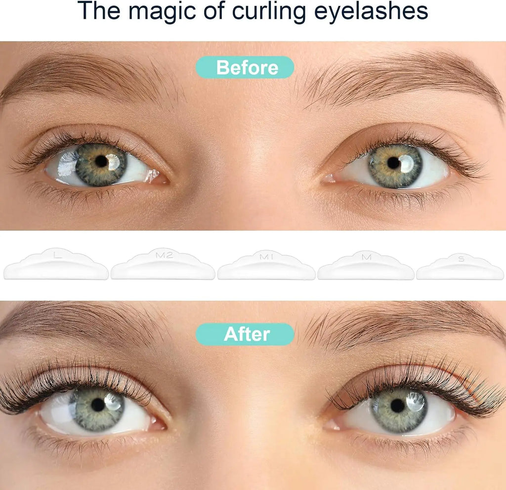 Lomansa NEW Reusable Lash Lift Pads Rods Silicone Eyelash Perming Curler and Y Shape Eyelash Brush Perming Curler Makeup Tools
