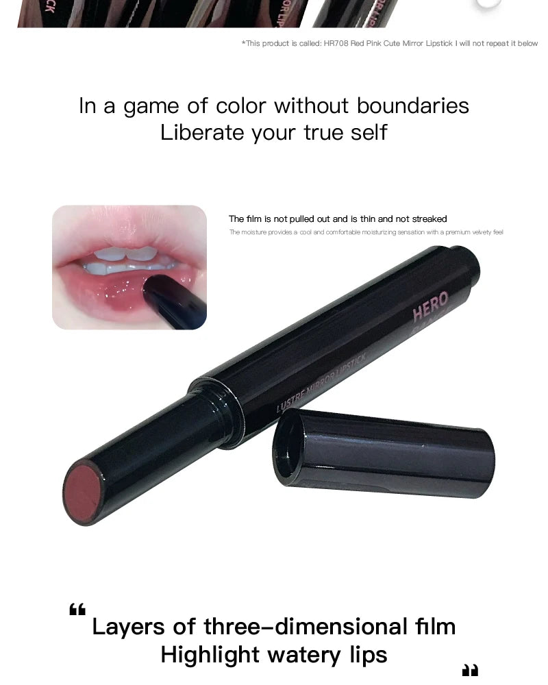 HERORANGE Push-button Mirror Lipstick Moisturizing Long-lasting Lip Glaze Lipstick