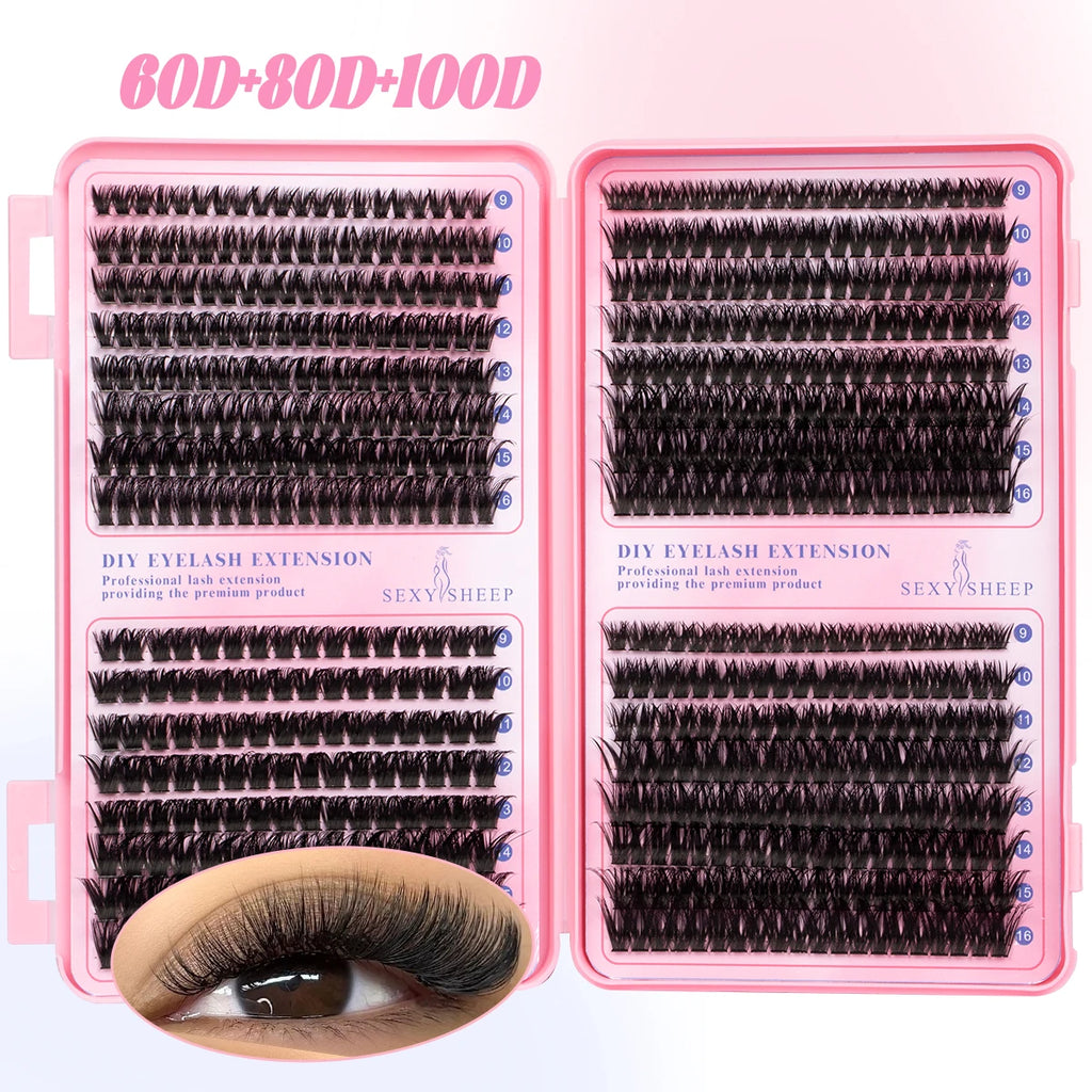 DIY Cluster Lashes Kit Individual Lashes 3D Faux Mink Lashes Wispy Eyelash Extension Soft Lashes Reuseable Makeup