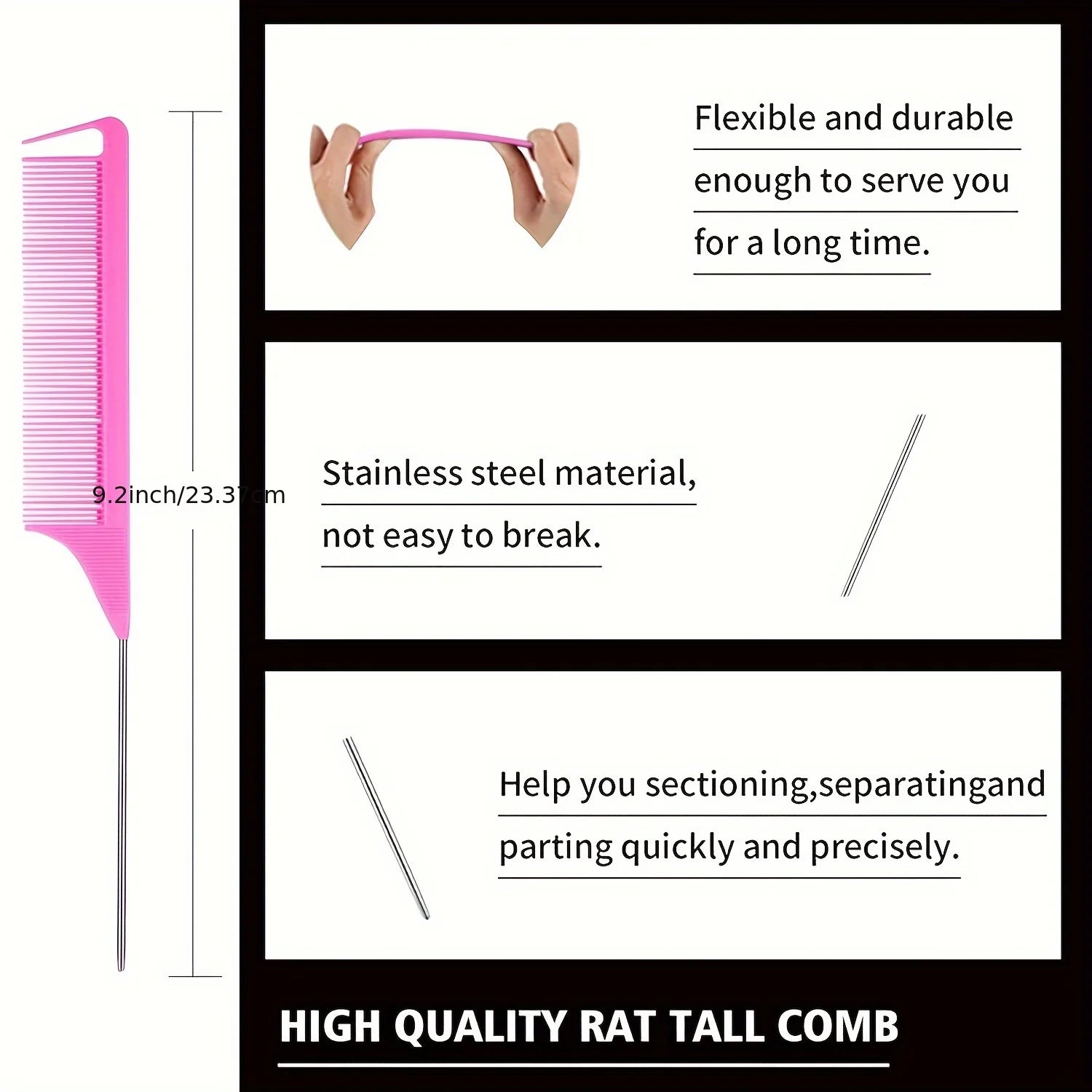 8-piece hair styling set, 6.76 oz spray bottle and nylon hair brush, mouse tail comb, edge control hair brush and hair tail tool
