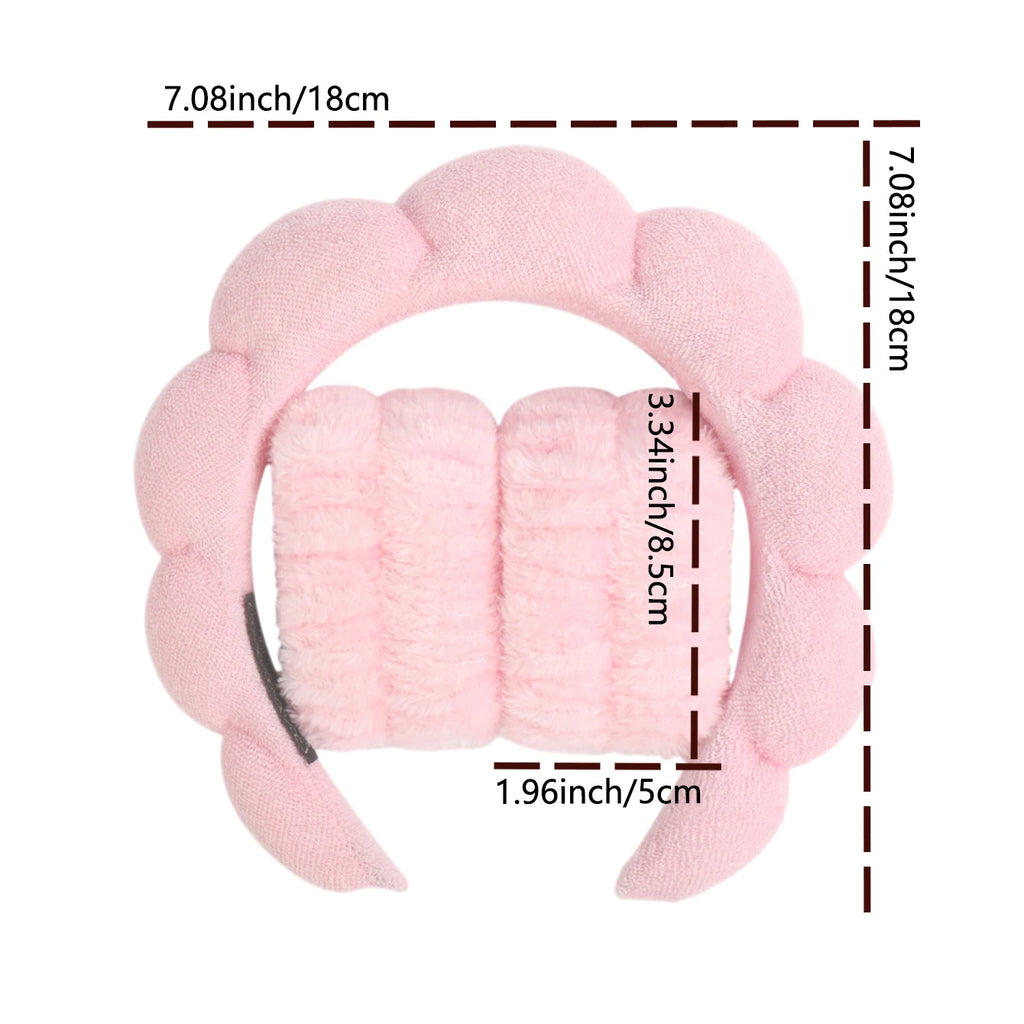 1/3Pcs Fashion Microfiber Washing Wristbands Scrunchies Puffy Headband Spa Bubble Headband for Washing Face Makeup Shower Skincare