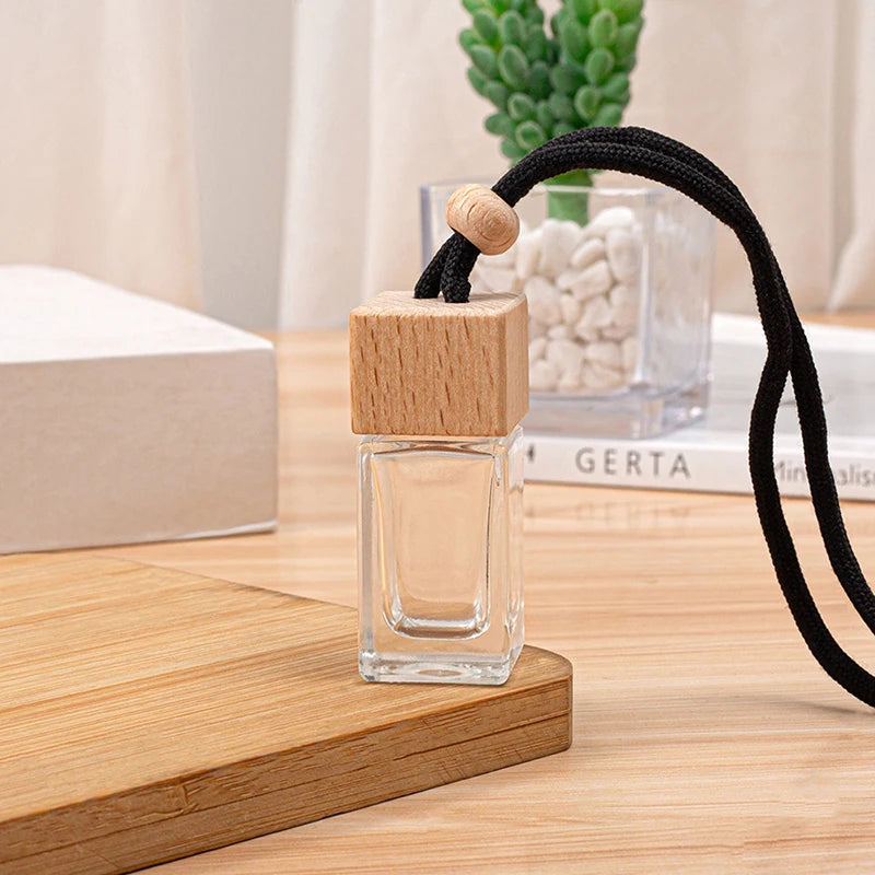 1PC Dyed Square Cap Black Cap Empty Bottle Car Essential Oil Diffuser Fragrance Air Freshener Scent Perfume Bottle Ornament