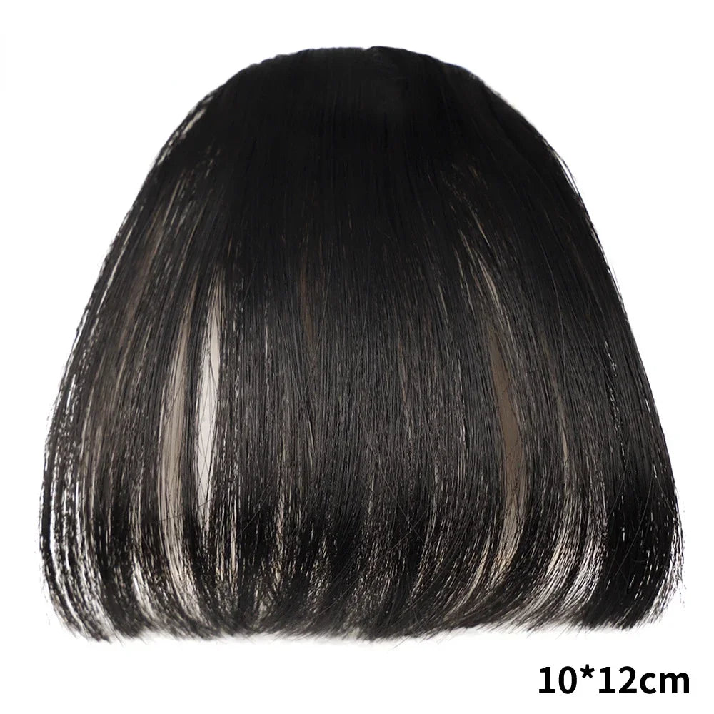 Synthetic Air Bangs Hair Clip-In Extension Heat Resistant Invisible Hairpiece Women Natural Black Bangs Hair Clip Hair Extension