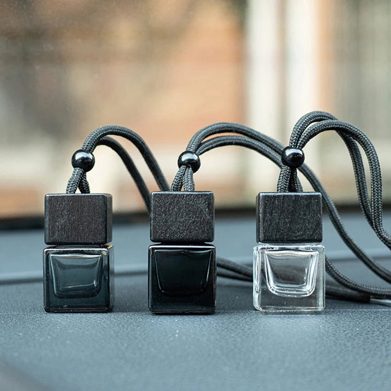 1PC Dyed Square Cap Black Cap Empty Bottle Car Essential Oil Diffuser Fragrance Air Freshener Scent Perfume Bottle Ornament