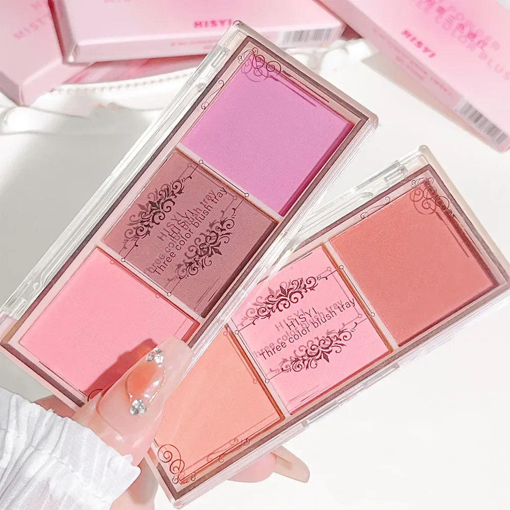 3-Color Cheek Red Plate Nude Makeup Natural Matte Milk Tea Orange Eye Shadow Makeup Lasting High Color Rendering Invisible