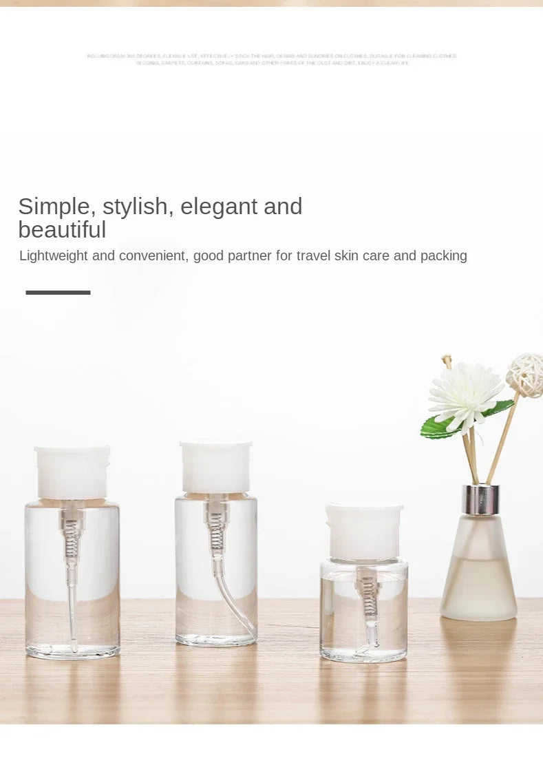 1pc Refillable Bottles Push-type Bottling   Empty Pump Dispenser Bottle for Nail Polish and Makeup Remover Bottle Packaging