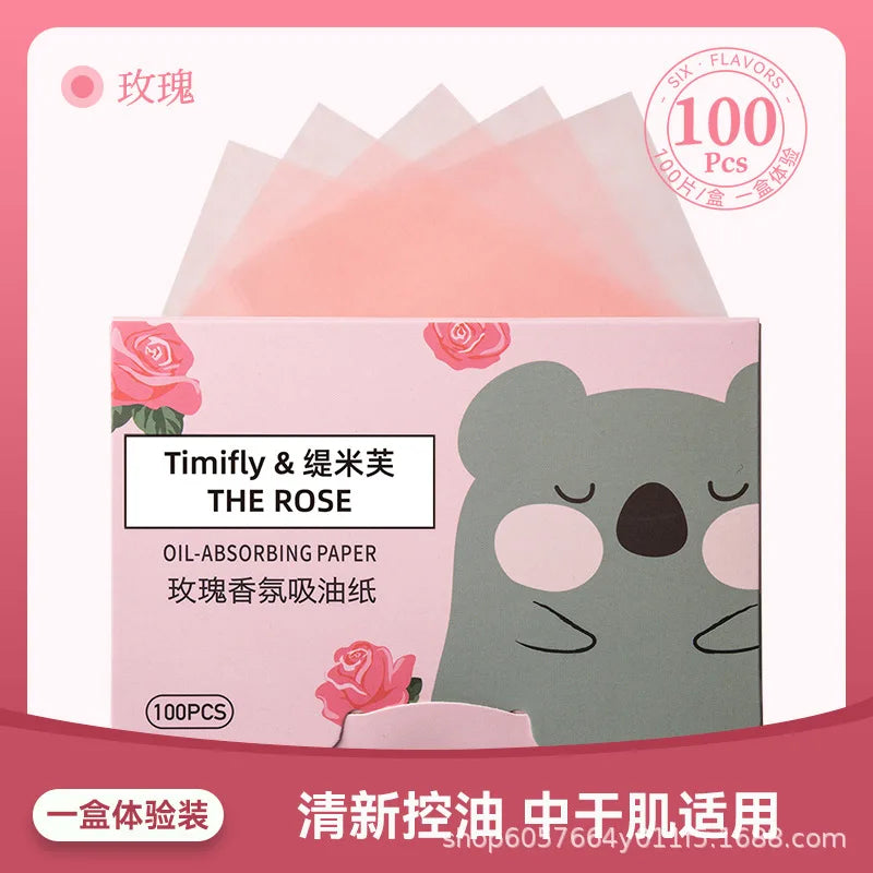 100Pcs/box Face Cleanser Oil Control Oil Absorbing Paper For Facial Oil Absorbing Soft Paper Fragrance Portable Box Makeup Tools