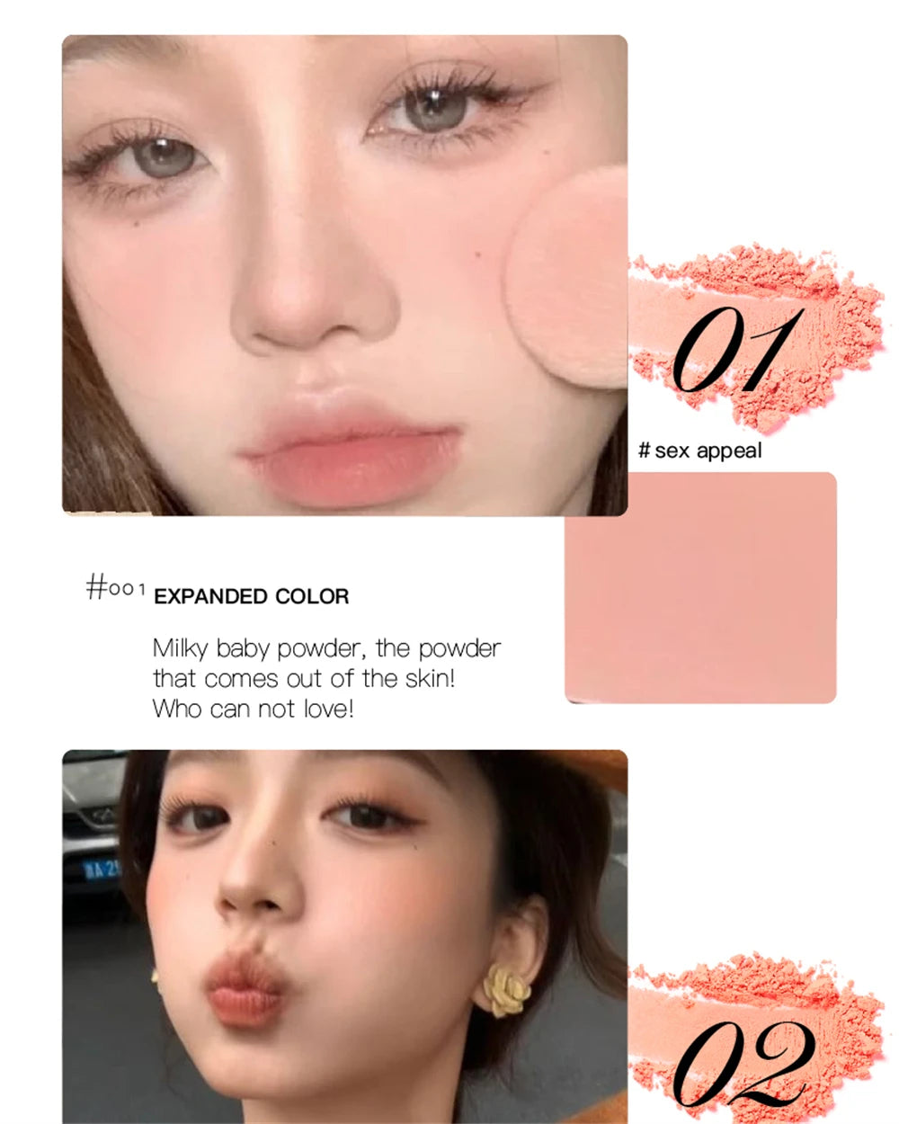Monochrome Matte Blusher Palette Soft Silky Cheek Natural Facial Rouge Plate Lasting Nude Low Saturation Powder Blusher Disk