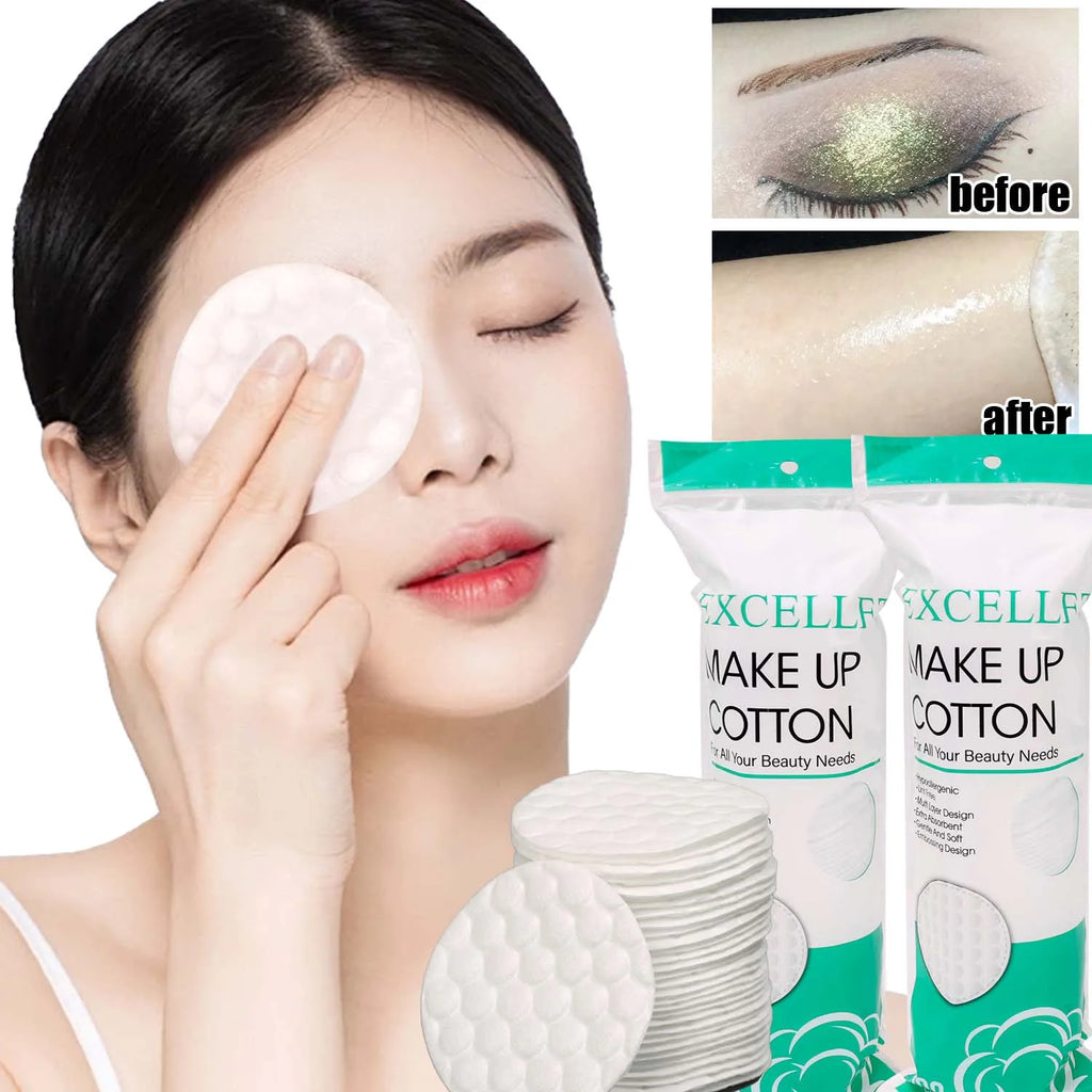 Makeup Remover Cotton Pads Disposable Soft Rounds Dual-Sided Breathable Facial Cleansing for Daily Use & Nail Polish Remover