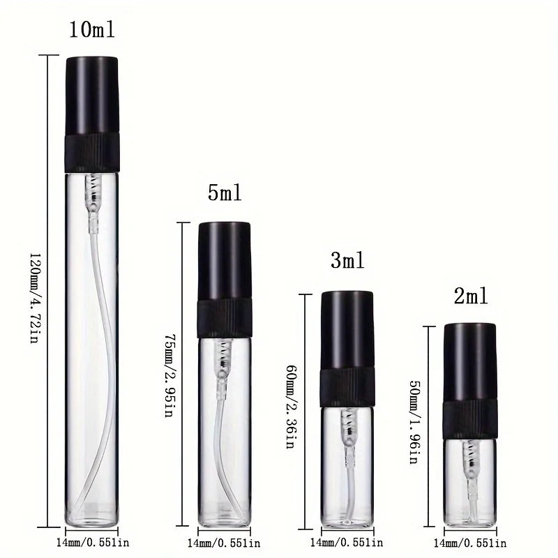 30pcs+4 accessories 2/3/5/10ML glass spray bottle-contains 30 spray bottles, 1 funnel, 1 dispensing artifact, 1 straw, 1 syringe