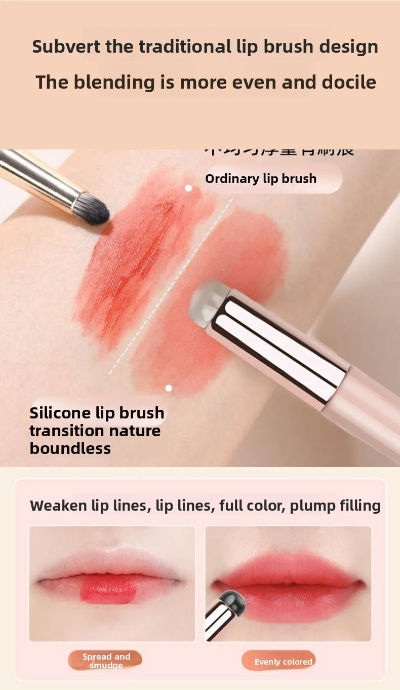 2 In 1 Silicone Lip Brush Concealer Brush Wooden Handle Lipstick Lip Balm Applicator with Cap Travel Makeup Brush Beauty Tools