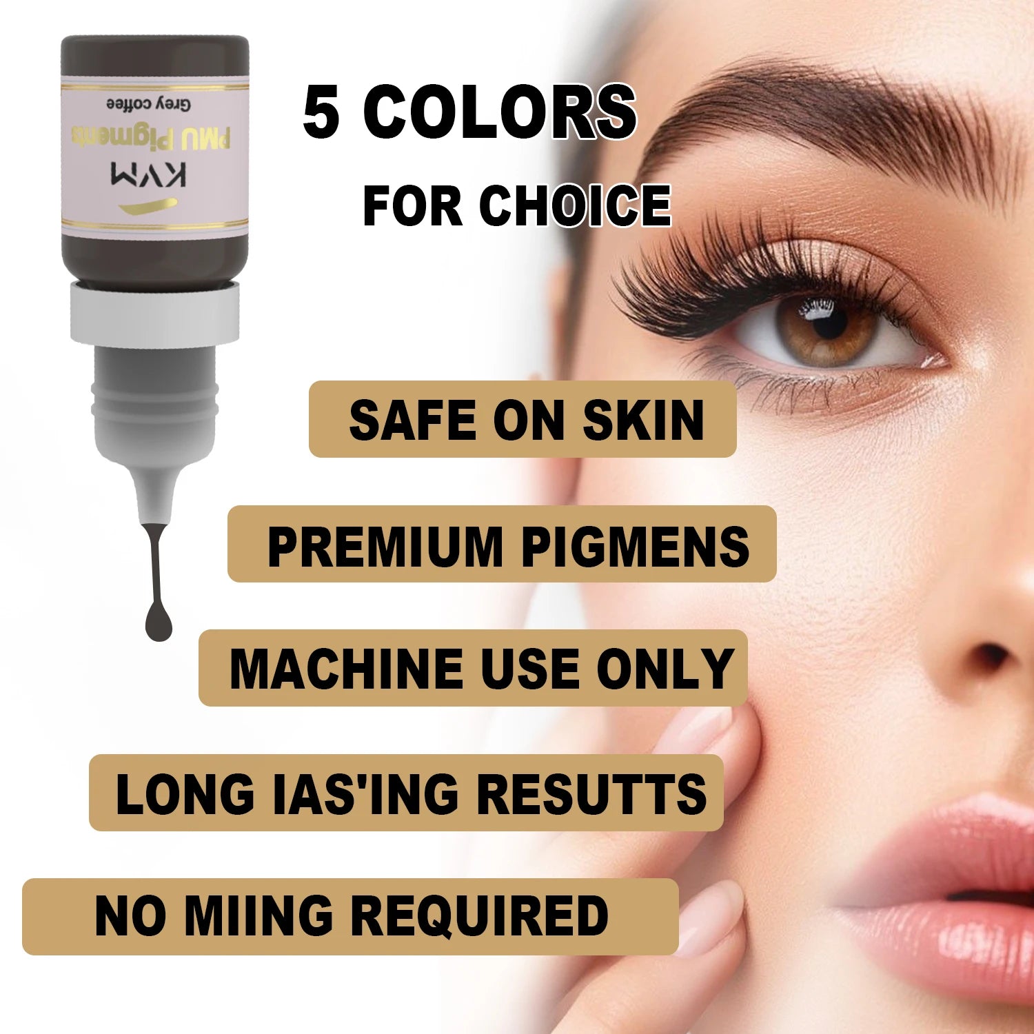 KVM 5/8pcs Multicolor Eyebrow Microblading Inks Semi Permanent Lip Makeup Pigment Eyeliner Black Brown Tattoo Ink Supplies