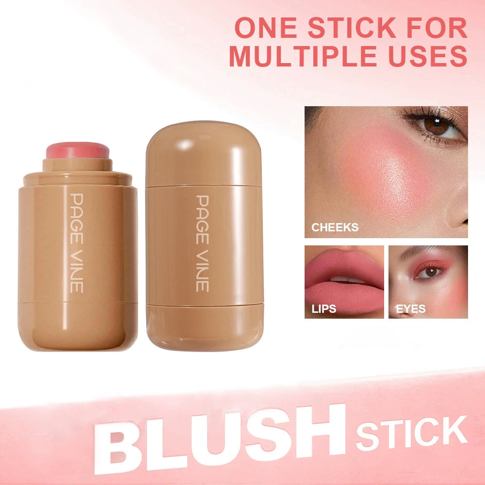 New Blush Stick 3-in-1 Cheek Lip Tinted Moistured Blush Stick Silky Brighten Blush Cream Blusher Cosmetics Tubes Matte Contour