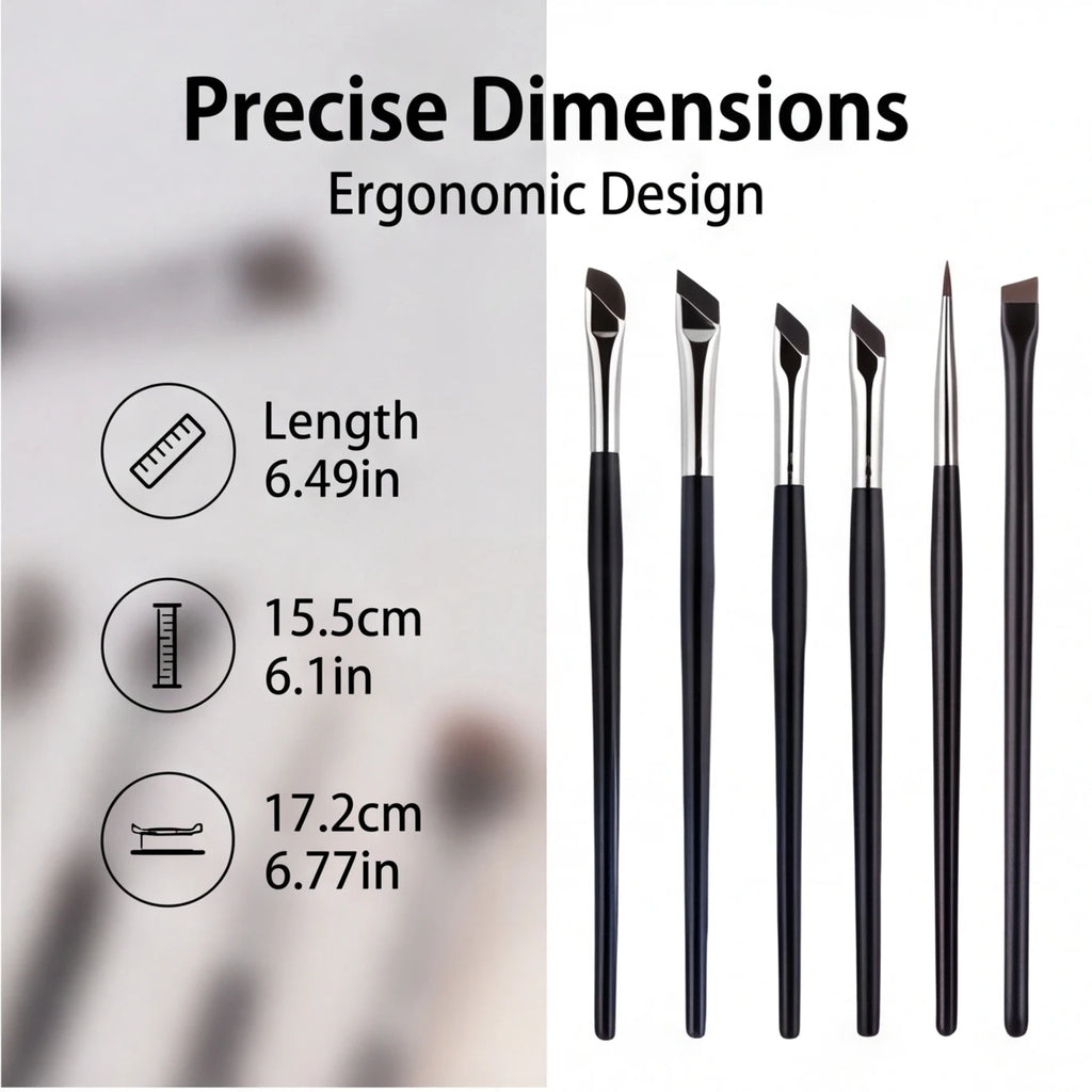 7 combination precision detail makeup brushes, eyeliner and eyebrow brush sets, with ultra-thin eyebrow and lower eyelid brushes