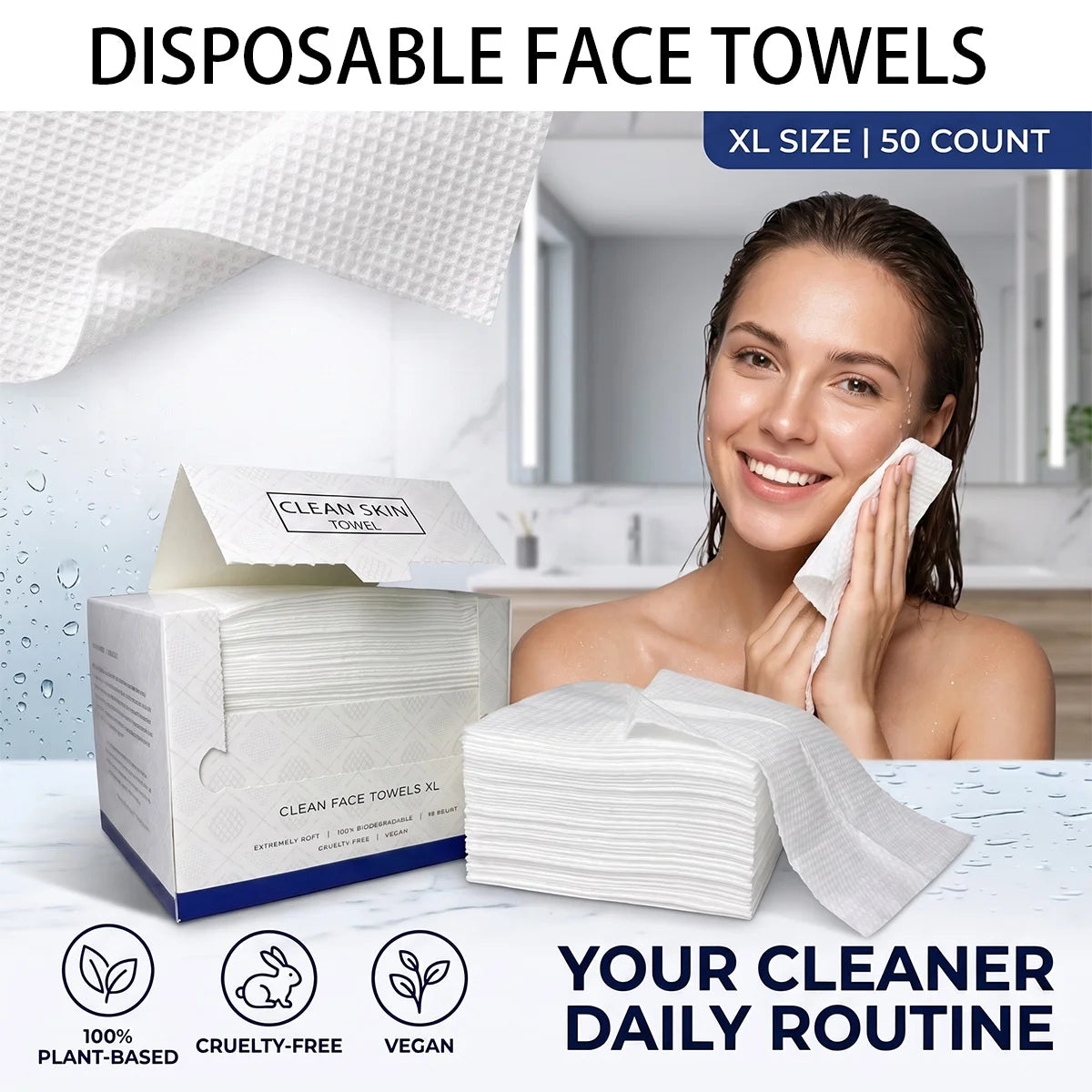 50Pcs/Box Disposable Face Towels Facial Cleansing Makeup Remover Dry Beauty Skincare Travel Pack