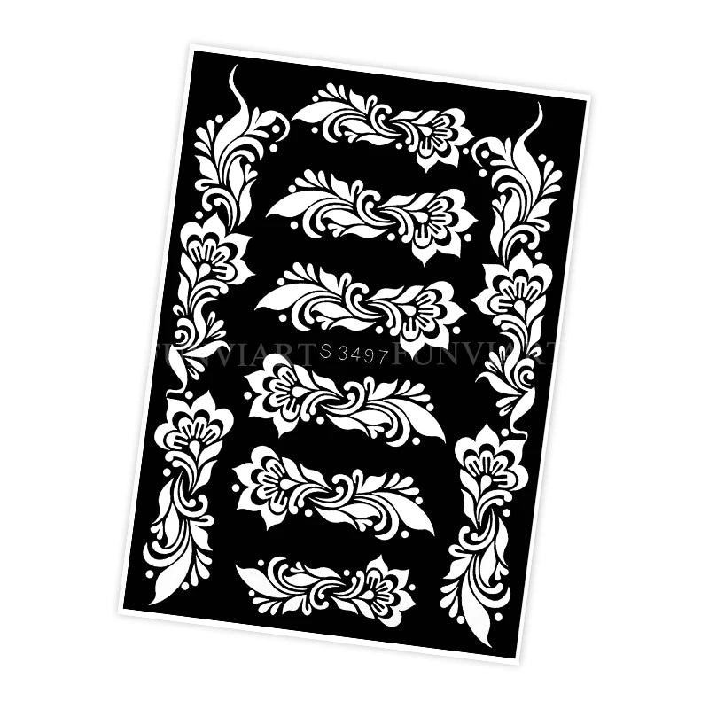 Reusable Stencil for Henna Flower Mehndi Design Tattoo Template for Women Henna Tattoo Stencil for Hand Foot Body Painting
