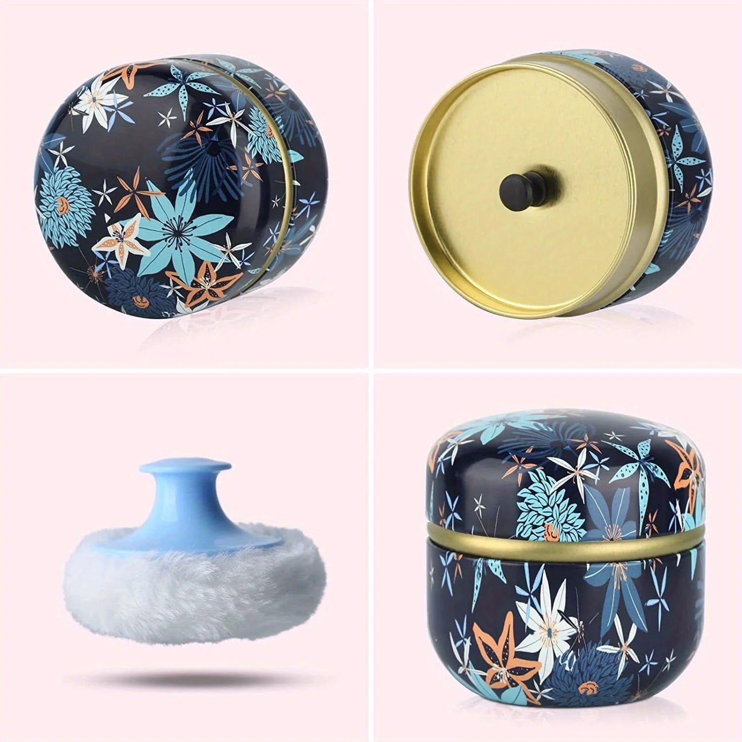 Makeup Puff and Powder Container for Body Dusting Powder Case with Puff fo Women Loose Powder Containers with Puff for Travel