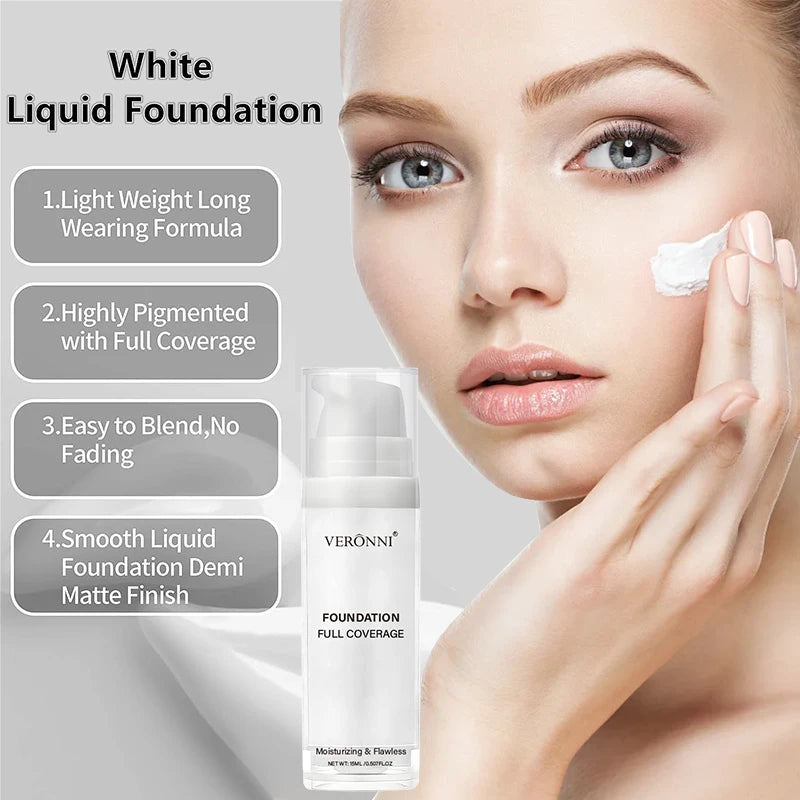 Pure White Liquid Foundation for COS Stage Makeup Long-lasting Concealer Mixable Pure White Foundation Adjuster Lighten&Brighten