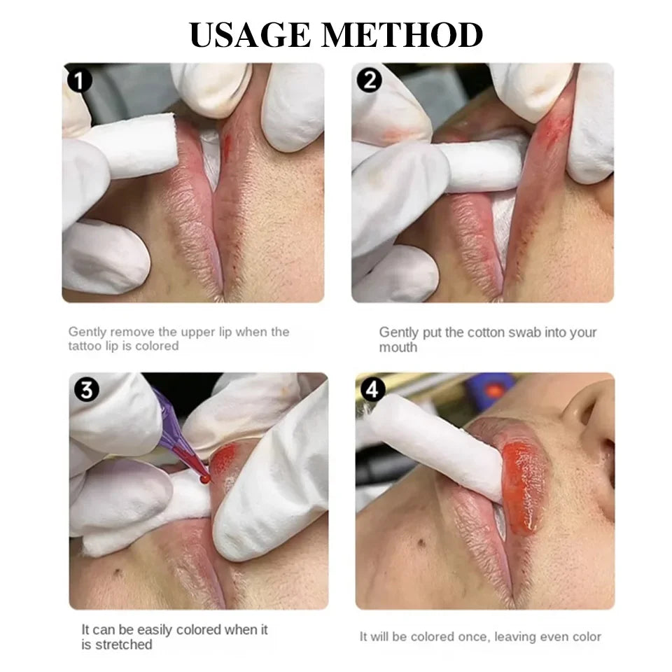 100PCS/box Disposable Lip Tattoo Skin Stretching Cotton Stick With Box Semi-Permanent Makeup Lip Embroidery Blush Recovery Tools