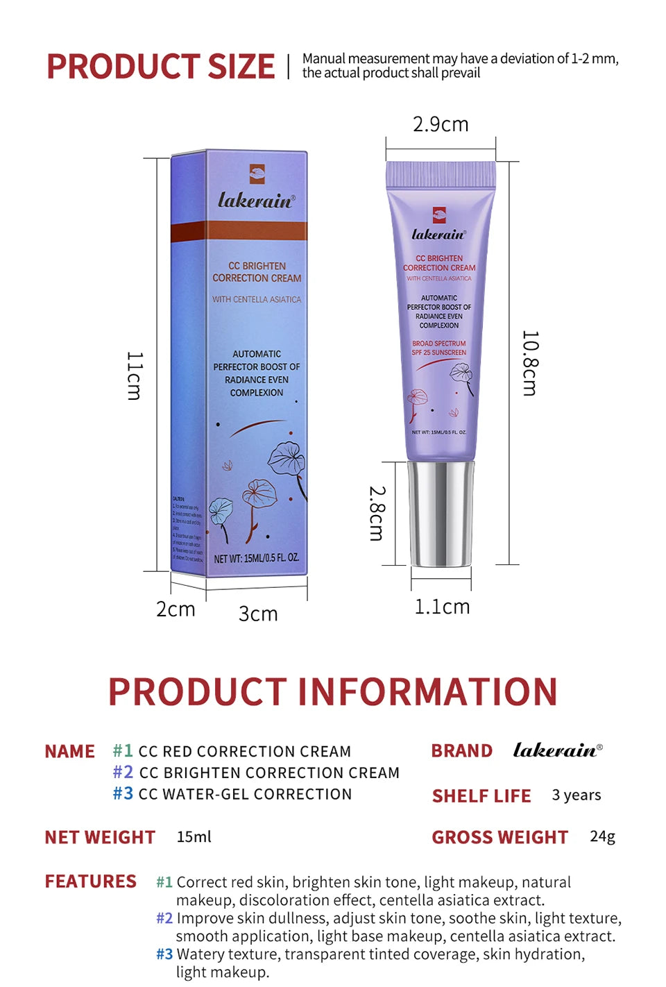 CC Cream erborian Centella Change Color Moisture Cream Makeup Foundation Full Coverage Magic Foundation Covering Korean Makeup