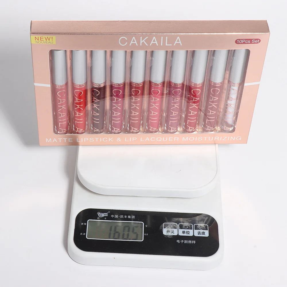 4pcs/10pcs/set Nude Lip Gloss Matte Velvet Lipstick Waterproof Long-lasting  Liquid Lipstick Women Moist Lip Tint