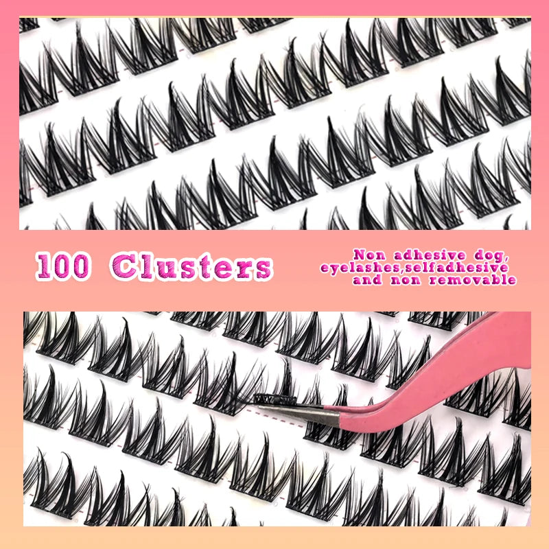 Korean-Style False Lash Extension Kit: 100 Self-Stick Clusters, Super Soft & Natural-Looking for Hassle-Free Daily Wear!