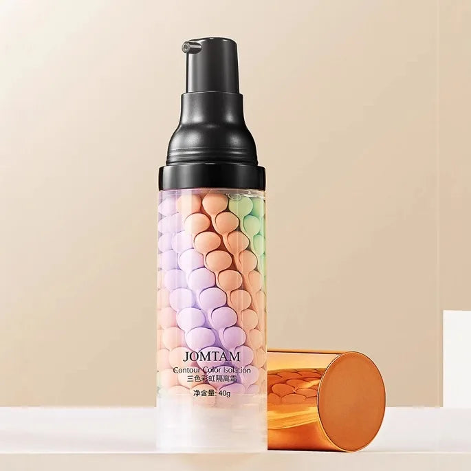 Face Makeup Primer Tri-color Cream Contour Color Isolation Waterproof Makeup Foundation Natural Makeup Base Cream 40g
