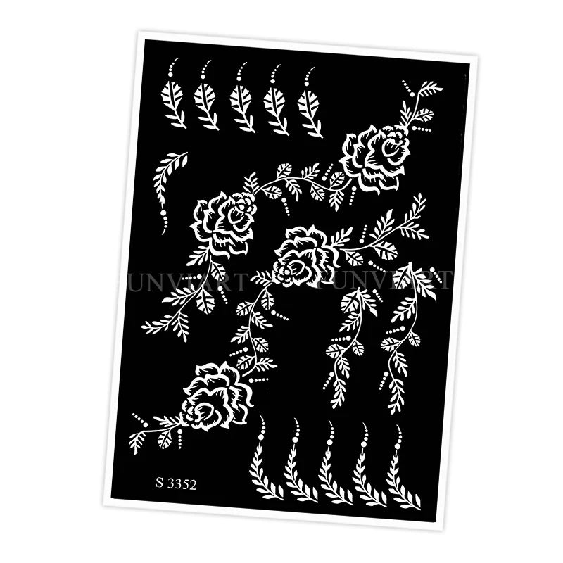 Reusable Stencil for Henna Flower Mehndi Design Tattoo Template for Women Henna Tattoo Stencil for Hand Foot Body Painting