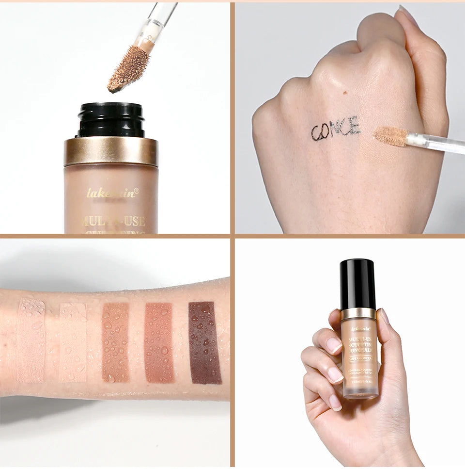 Long-lasting Coverage Concealer Matte Foundation Multi-Use Cream Oil Free Highlight and Retouch Face Makeup Products for Women
