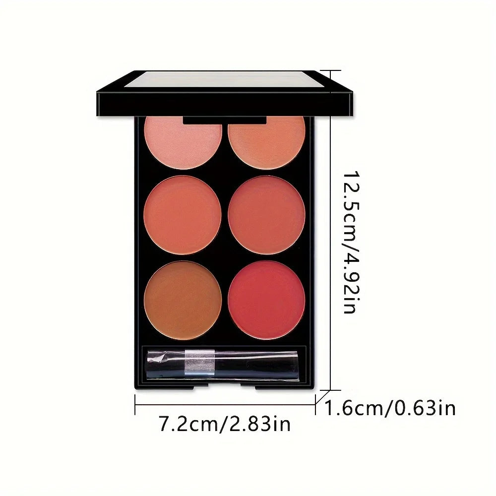 6-Color Blush and Contouring All-in-One Palette, Pearlescent Matte Powder Makeup Palette