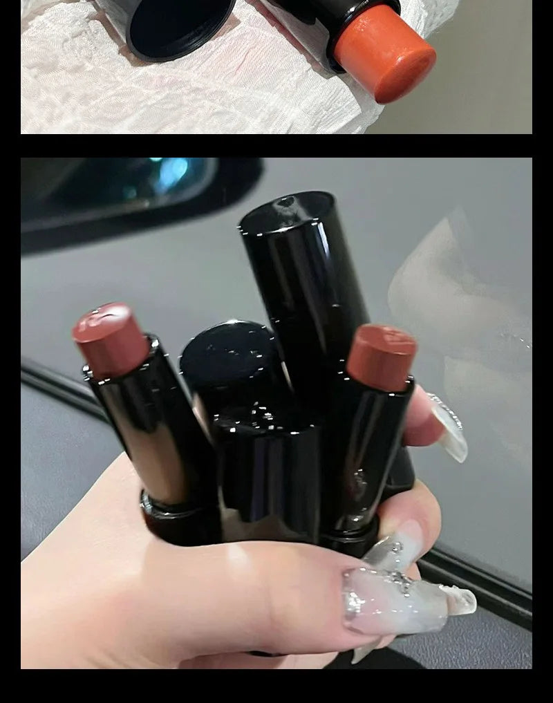 Lipstick Red Brown Lipstick Waterproof Moisturizing Mirror Lipstick Lip Gloss Natural Long-Lasting Makeup Valentine's Day Gift