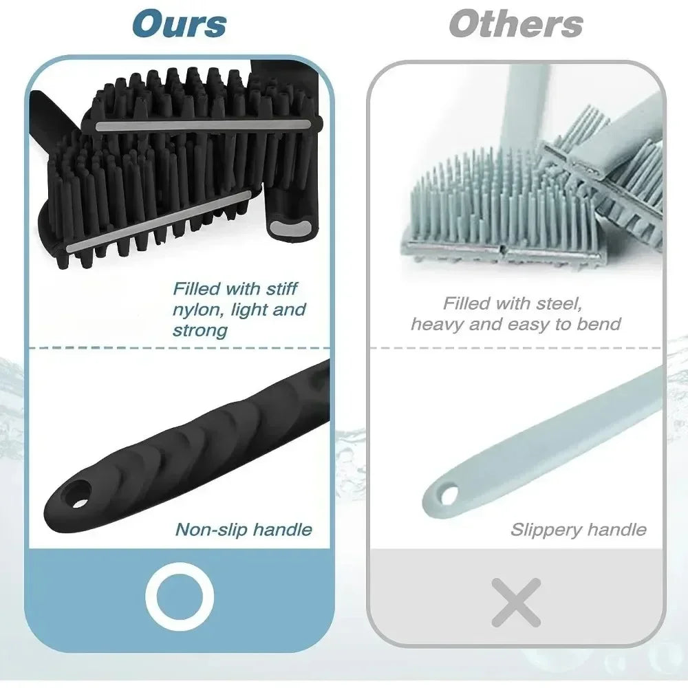 Silicone Long Handle Shower Brush Soft Haired Lazy Bath Tools Back Scrubber Sponge Exfoliating Skin Massager Bathroom Tools