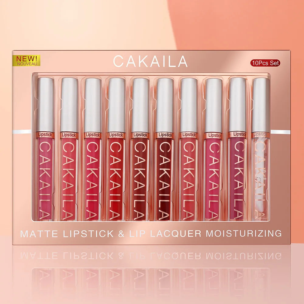 4pcs/10pcs/set Nude Lip Gloss Matte Velvet Lipstick Waterproof Long-lasting  Liquid Lipstick Women Moist Lip Tint